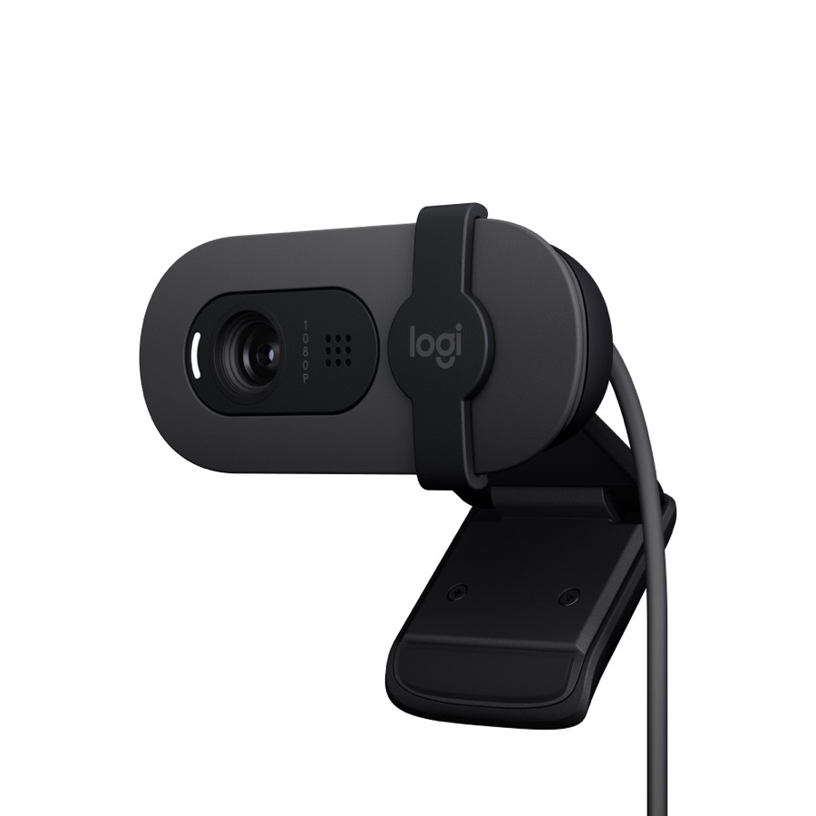Logitech Brio 100 Full HD 1080p Webcam, Auto-Light Correction, Built-In Mic, Plug & Play USB Camera for PC & Laptop
