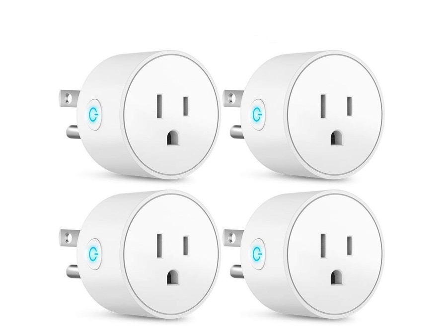 Smart Plug Mini Outlet Compatible with Amazon Alexa and Google Assistant, Wifi Enabled Remote Control Smart Socket with Timer Function, No Hub Required,White, 4 Pack